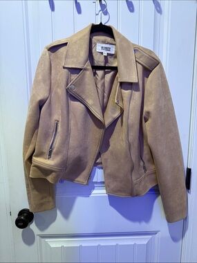 BB Dakota Beige Suede-Look Moto Jacket